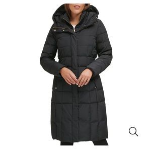 Black Down Puffer Coat Mid Length Sleeping Bag with Hood